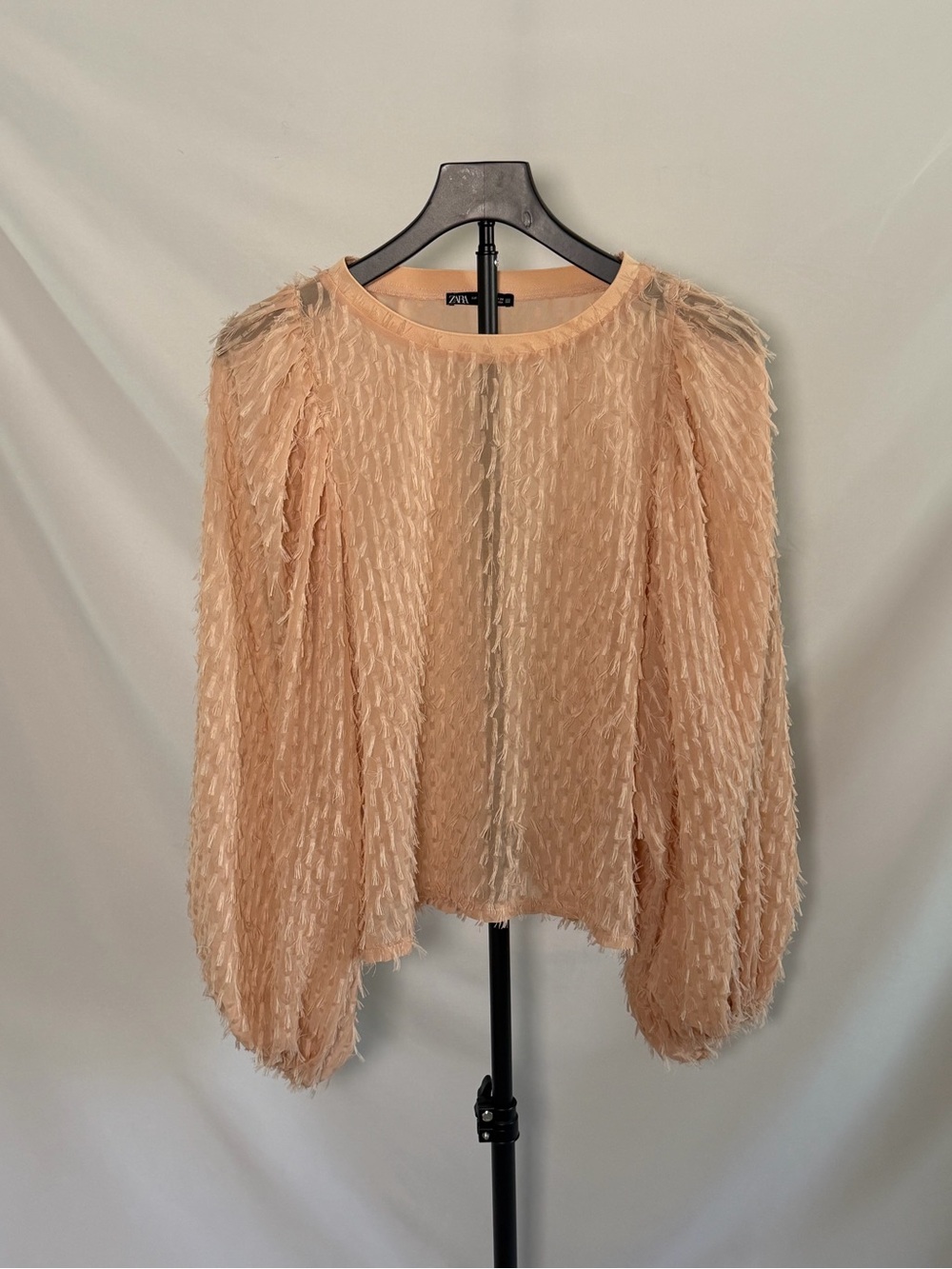 Zara Textured Long-Sleeve Blouse - Size M